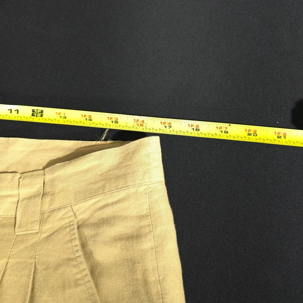Pierre Garcia Linen Trousers Mens 36 Tan Pleated Cuffed Summer Beach Pants 36x26
